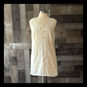 Nick & Mo midi dress large sleeveless boho embroidered floral neutral coquette